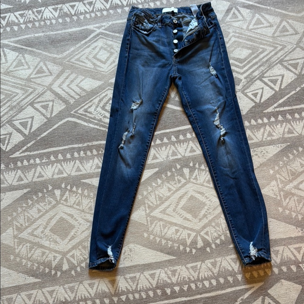 KanCan Blue Skinny Distressed Jeans